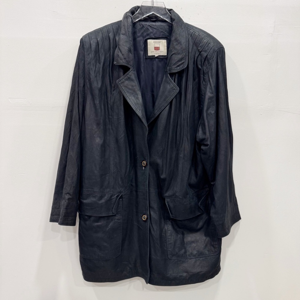 Misuri Made In Italy Two Button Coated Waxed Long Jacket Size 48 Italian
